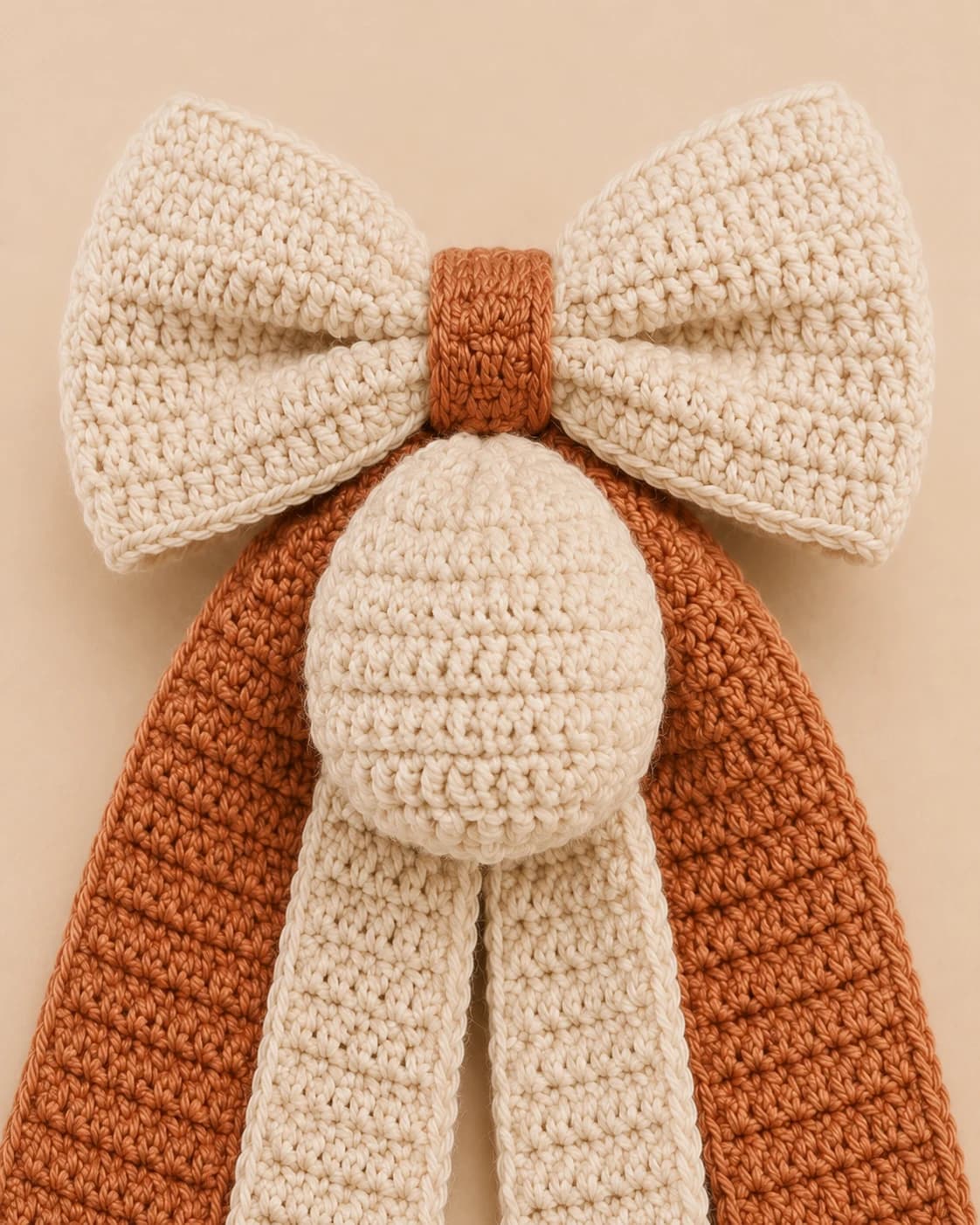 Bloom Hair Bow in Terracotta + Sand, close up.