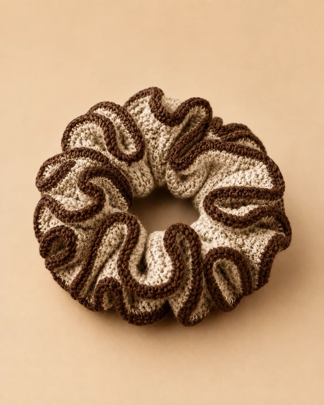 Bloom Scrunchie in Cocoa + Pebble, front hero.