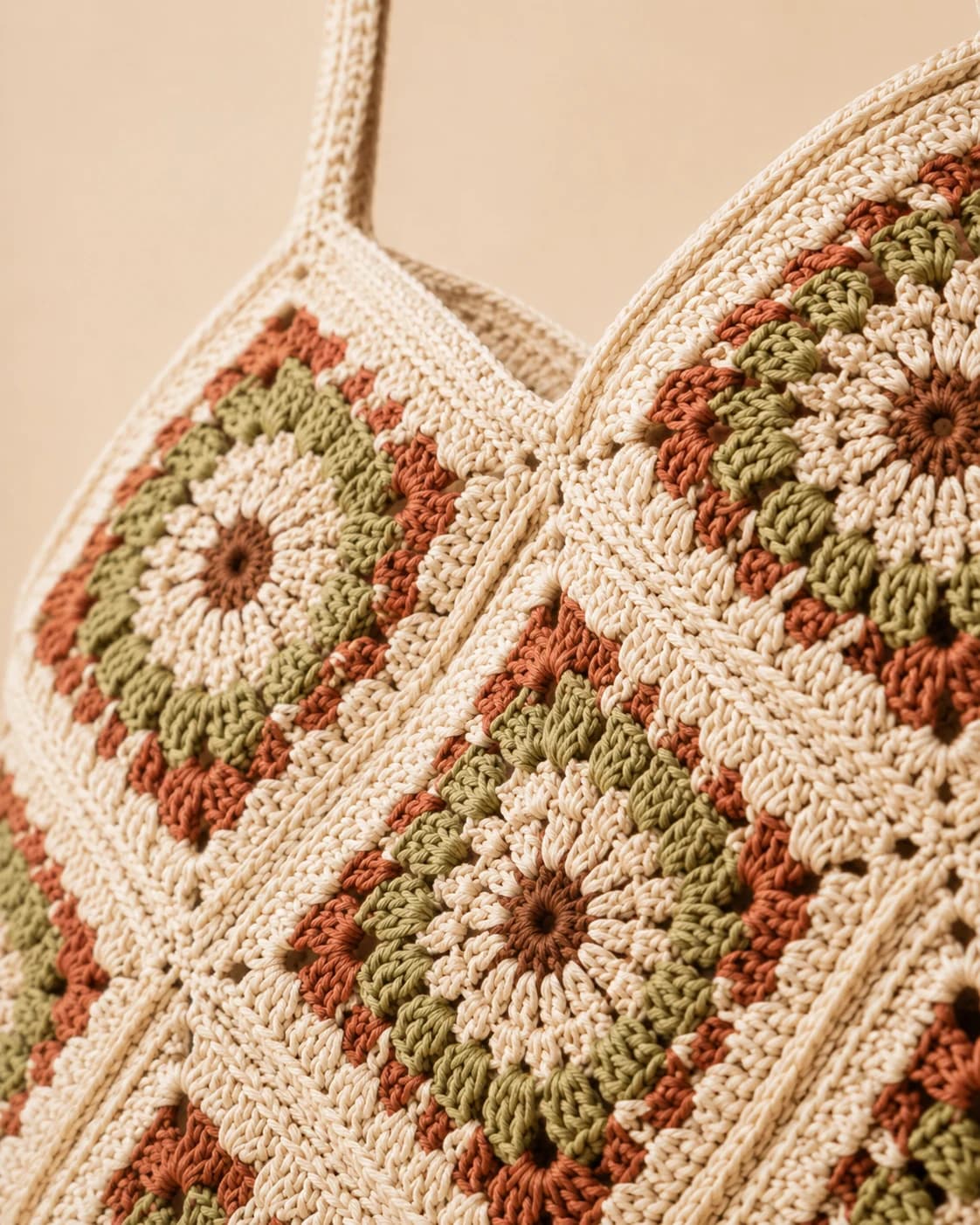 Mosaic Tote in Pebble, close up.