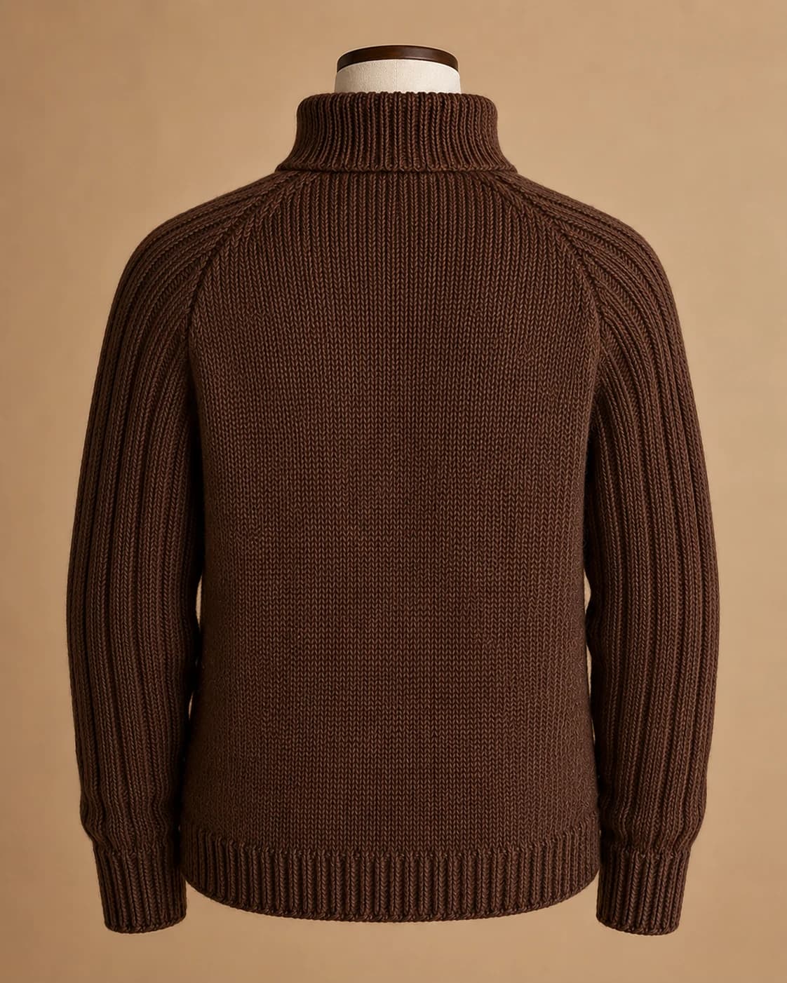 Ridge Zip Sweater in Cocoa, back.