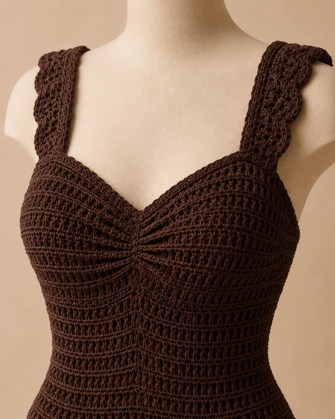 Cove Bikini Set in Cocoa, close up.