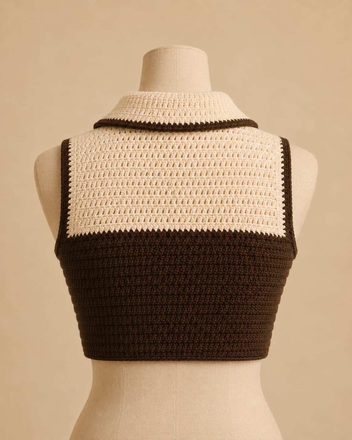 Ember Crop Top in Cocoa + Oat, back.