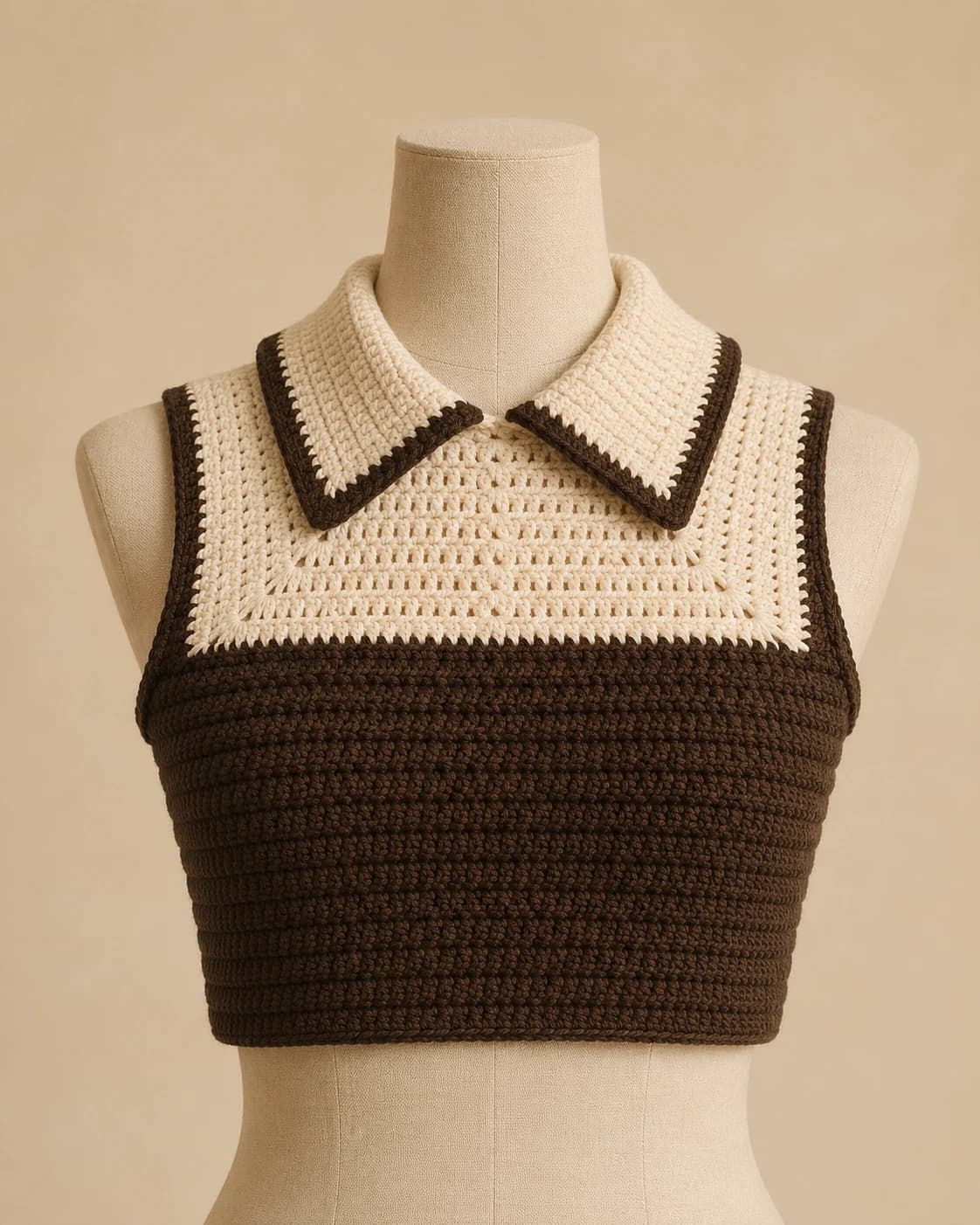 Ember Crop Top in Cocoa + Oat, front hero.