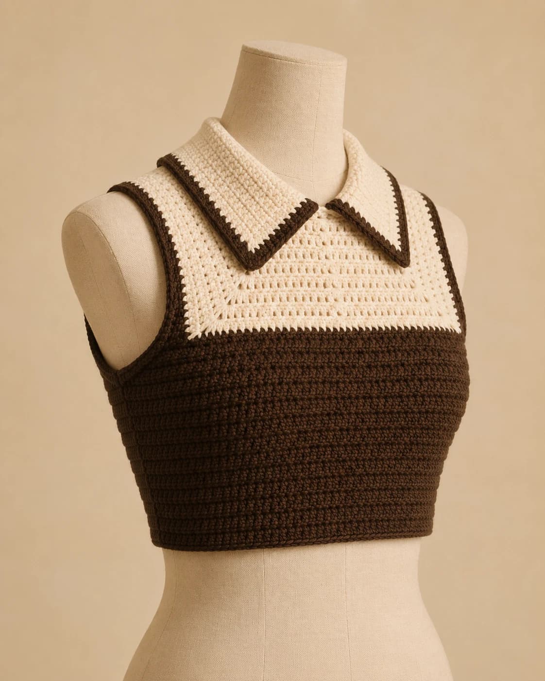 Ember Crop Top in Cocoa + Oat, side three quarter.