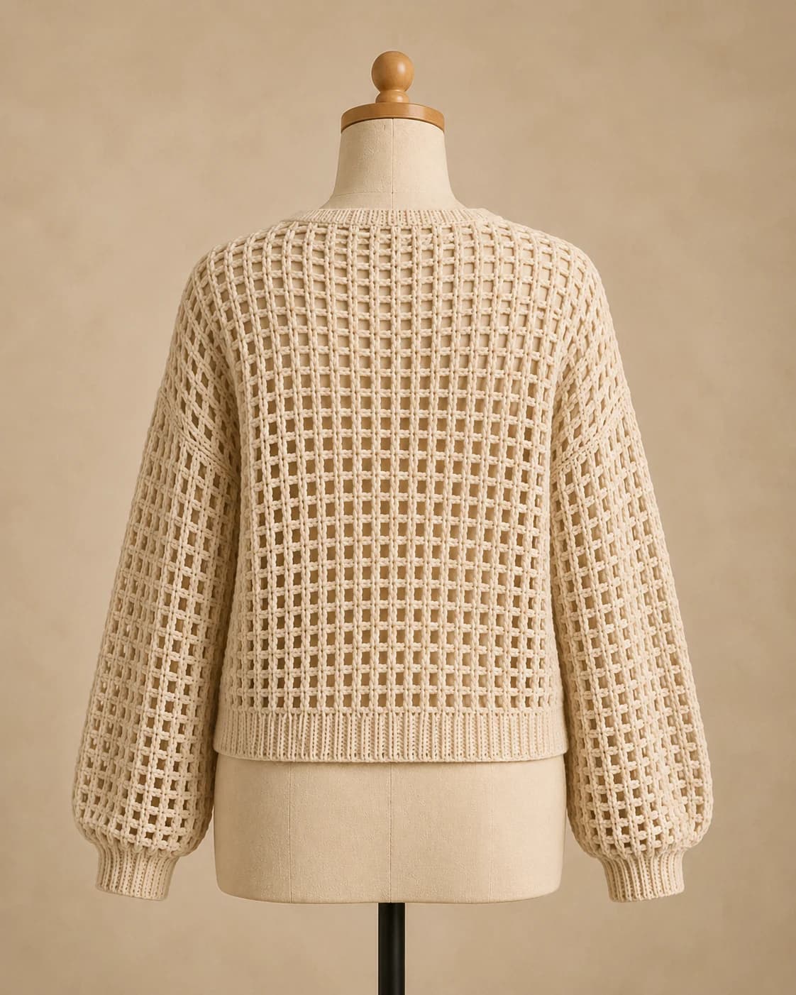 Mossline Sweater in Oat, back.