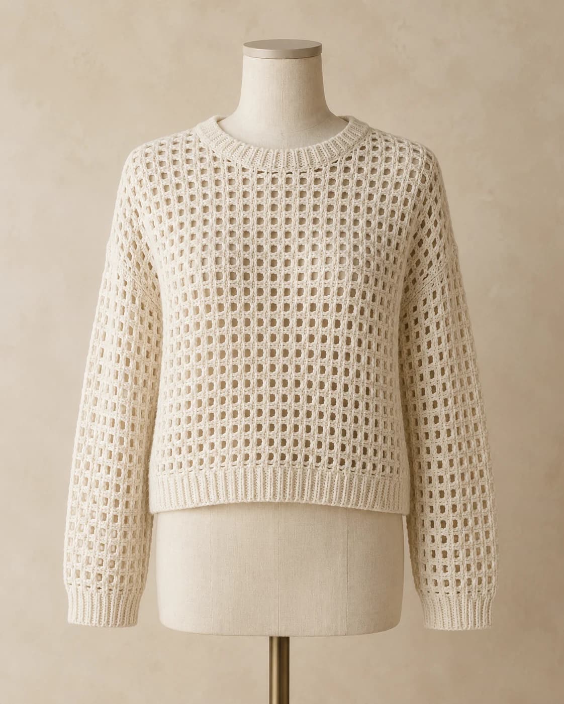 Mossline Sweater in Oat, front hero.